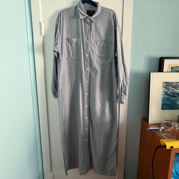 Vintage Eddie Bauer Oxford Shirtdress, M Tall, Blue - Picture 1 of 13